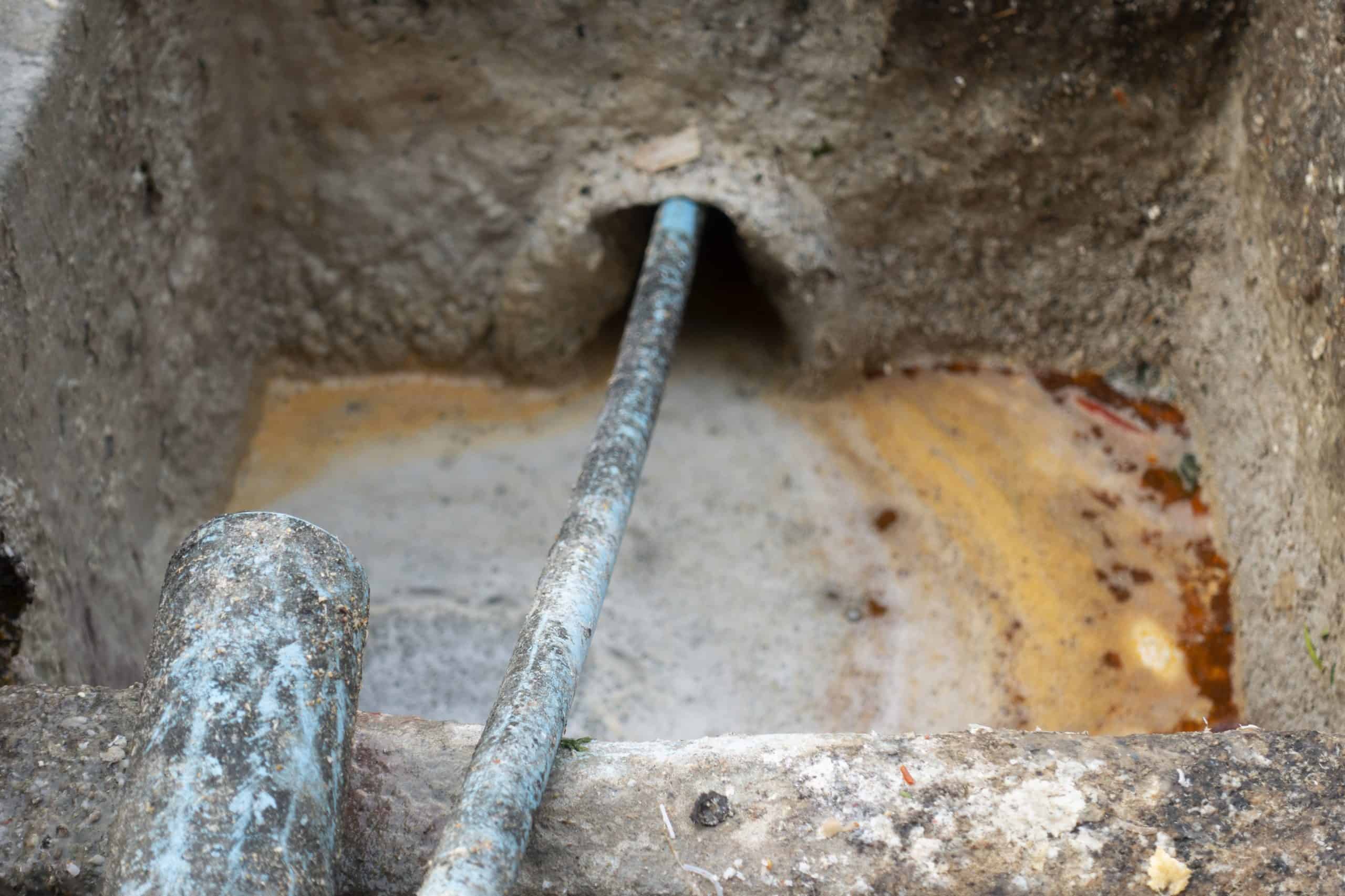 Dirty Grease trap, grease recovery device collects and reduces fats, oils and greases.