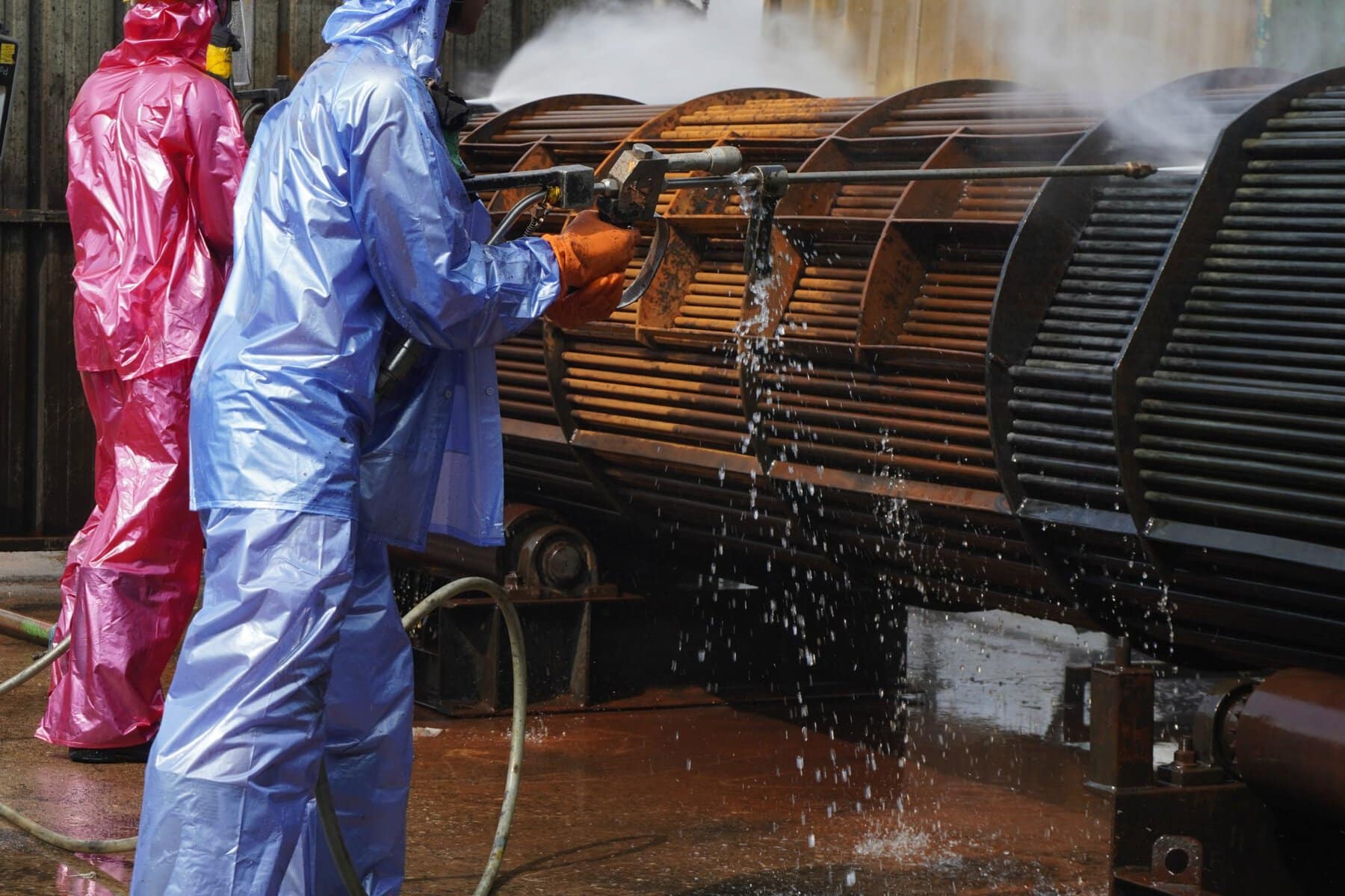 Worker Use High Pressure Water Jet To Cleaning Splashing The Dirt Of Tube Bundle In Industrial Areas, Chemical Products Or Oil And Gas Plants. Adobestock 400904047 Scaled - Bionetix®